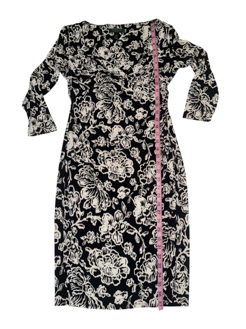 Lauren Ralph Lauren Faux Wrap Floral Midi Shift Dress Sz 4 Original $134 - Picture 3 of 7